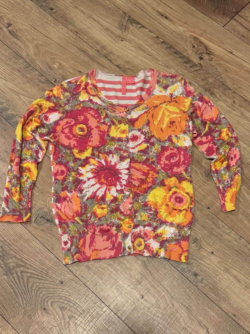 Charlotte Tarantola Pink, Yellow & Orange Floral silk blend Cardigan Artist